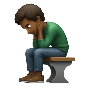 Guy sitting on his knees leaning over a bench sticker