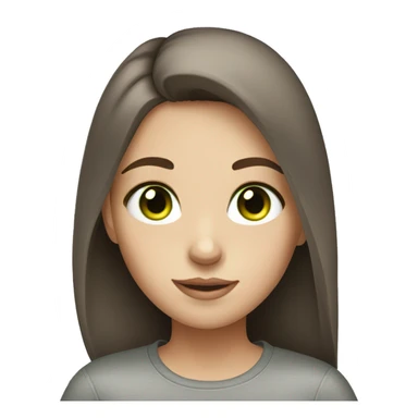 A girl with brown hair grey shirt green eyes with freckles and very pretty sticker