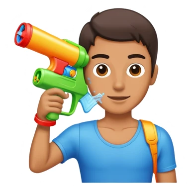 person holding water gun sticker