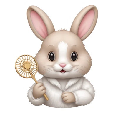 A rabbit hold a folding fan playfully sticker