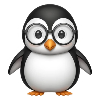 penguin with round glasses emoji style sticker