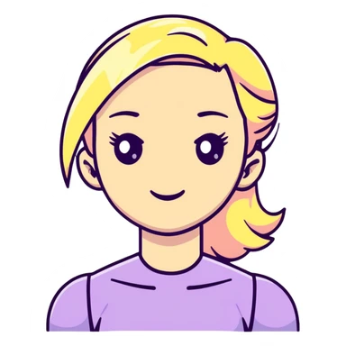 Poppy music artist, blonde woman with pastel colors, android-like expression sticker