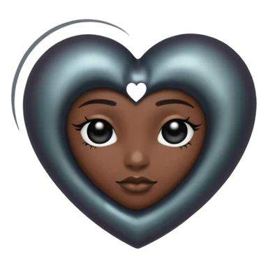 emo heart with crescent moon and black pearls sticker