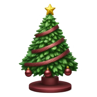 Realistic decorated green and burgundy Christmas tree sticker