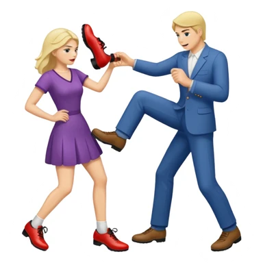 Woman hitting man with a shoe  sticker