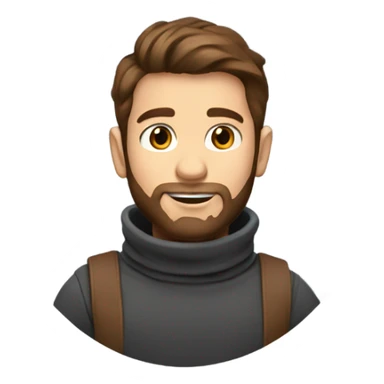 Boy developer with brown hair and beard in turtleneck sweater sticker