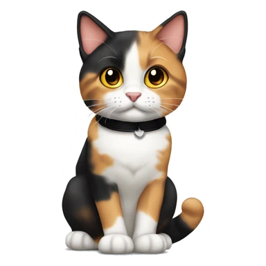 Calico cat with black collar  sticker