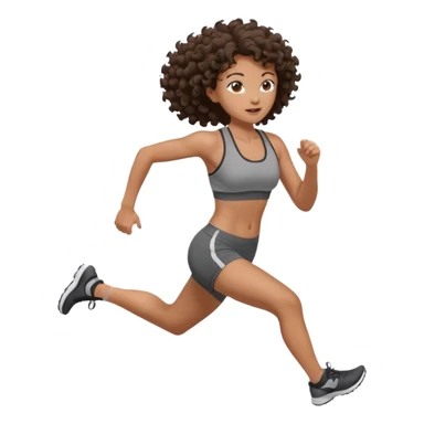 Treino de corrida feminino morena cacheada cabelos cumpridos caindo nas costas sticker