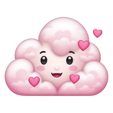 Plain white cloud with pink glow surrounding and hearts sticker