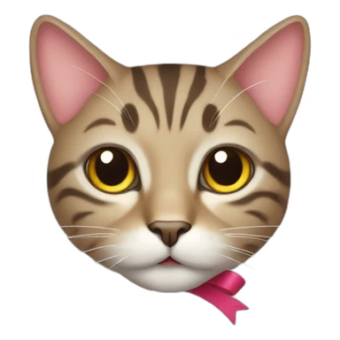 A cat with a ribbon sticker