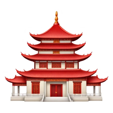 Basic Chinese temple icon, simplified architecture, symbolic representation sticker