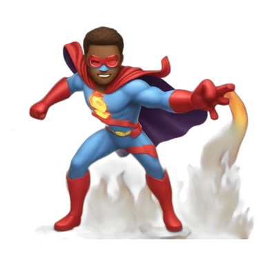 Super hero has a fire power to his hands and body sticker