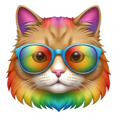 a picture of a really cool rainbow cat with sunglasses sticker