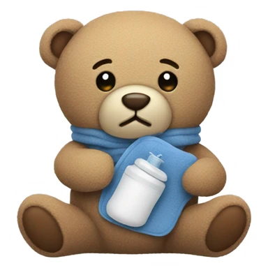 Teddy Holding a hot water bottle or heating pad  sticker