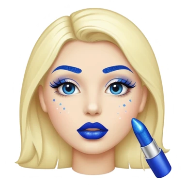 blue lipstick with glitter sticker