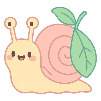 pastel snail with a leaf backpack, kawaii soft nature tone, pastel-toon style sticker