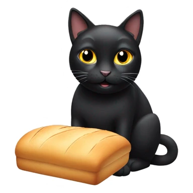 black cat with bread around its head sticker