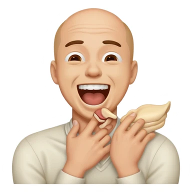 A man choking himself laughing  sticker