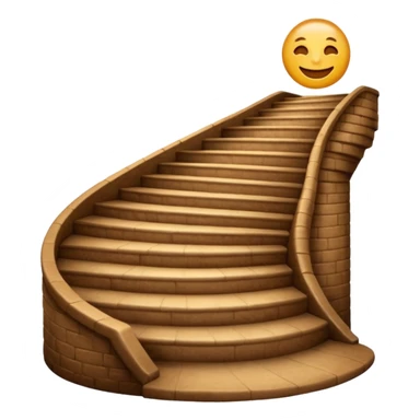 Shit emoji smiling with background: heaven stairs and light sticker