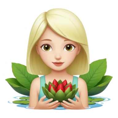 a beautiful girl mix with nenuphar and watel lili and  Strawberries  sticker
