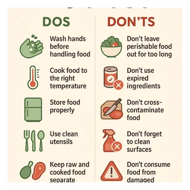 make a detail poster with title of "food safety dos and dont" sticker