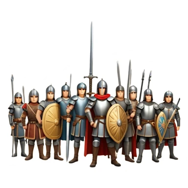 Icon for Historical Movies: A vintage movie poster-style design with elements of ancient architecture, historical figures in period costumes, and a backdrop of a historical event or battle. Include scrolls, swords, and shields. Retro cinematic feel. Transparent background. sticker