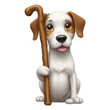 dog whit big stick sticker