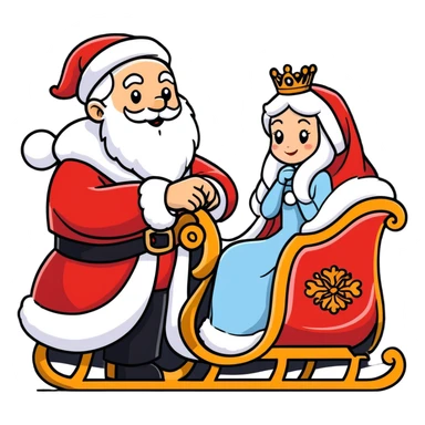 Grandfather Frost and the Snow Maiden are riding on a sleigh. sticker