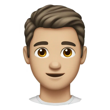 a handsome young man with brown eyes, dark hair, pompadour cut, small nose, small chin, small mouth, light white skin, blue background sticker