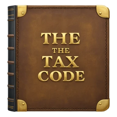 a huge book closed with thousands of pages called "the tax code" sticker