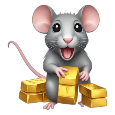 Rat with gold lingots sticker