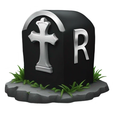 a black grave with the inscription R i P in silver sticker