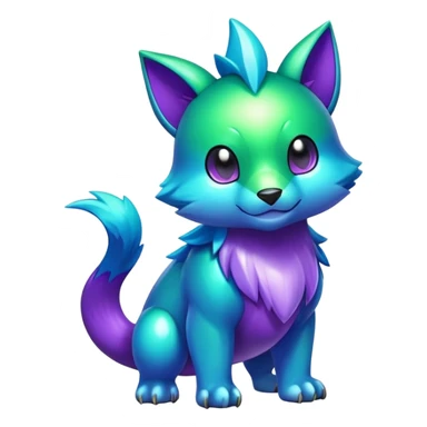 Shiny epic green blue and purple animal-fakemon sticker