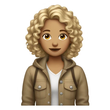 Girl with curly dirty blonde hair and mix’s and cute  sticker