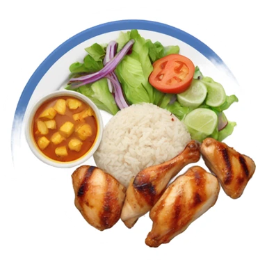 Grilled chicken, rice, salad, on a plate sticker