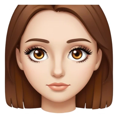 girl with brown hair, hazel eyes, eyeliner, eyelashes sticker