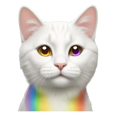 white cat with rainbow stripes sticker