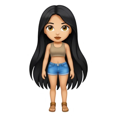 Tan girl with black long hair and hot outfit sticker