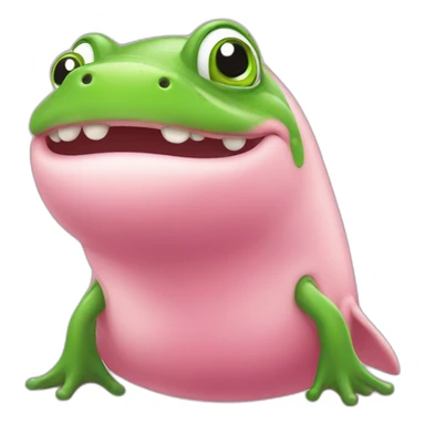Pink beluga whale with the face of a frog sticker