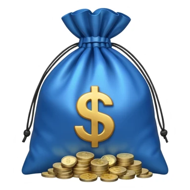 blue coins inside a money bag  sticker