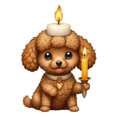 toy poodle holding a candle sticker