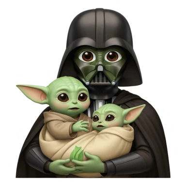Darth Vader holding baby Yoda sticker