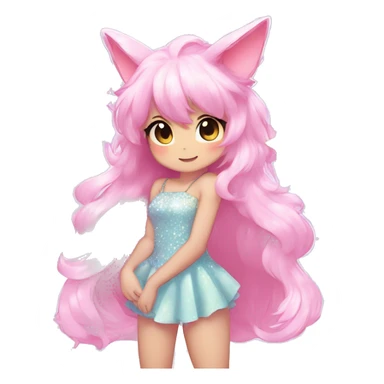 Anthro Shiny Pastel Glitter Sparkle Stars Pink Gradient Anime Chibi Fakémon Fur Sona sticker