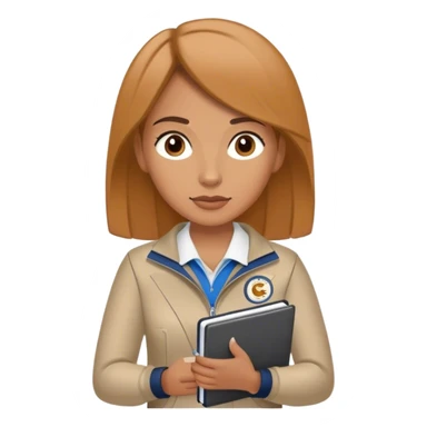 female sport coach with coach wear(with LockIn written on it) and holding a notebook sticker