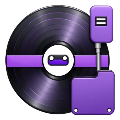 black 8-bit record disc with a purple middle label sticker