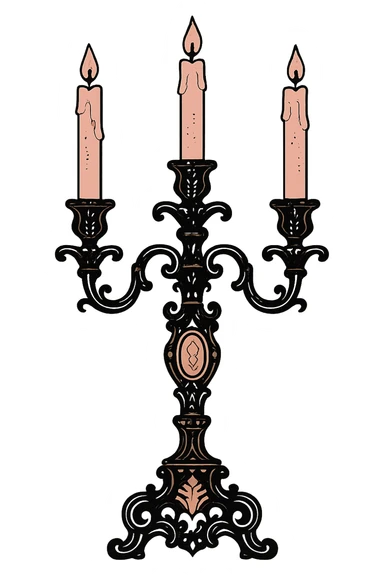 black and pink ornate candelabra sticker