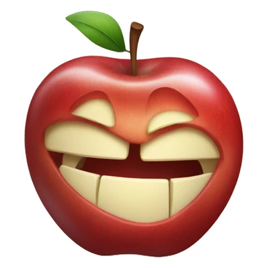 an apple with a bite sticker