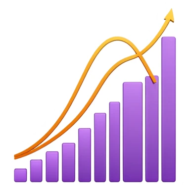 A purple, orange, and yellow graph with multiple curved lines sticker