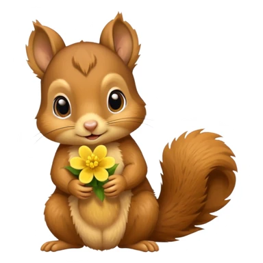 baby squirrel hold a flower sticker