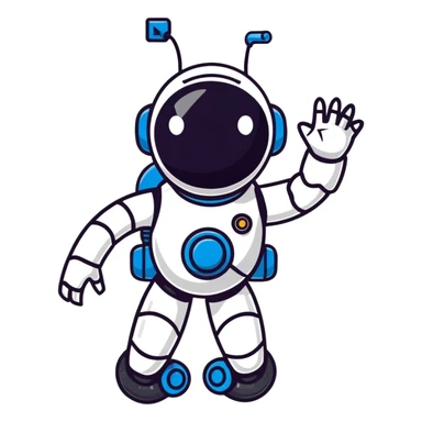 cute robot assistant with helpful pose sticker